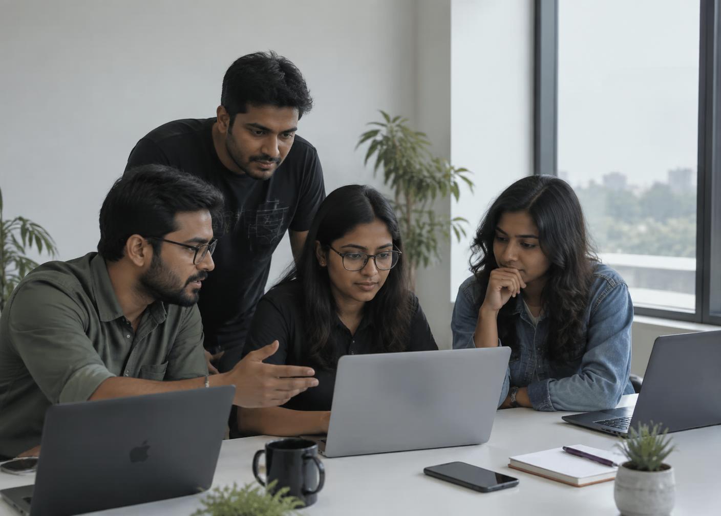 The Markzin team collaborating in their office